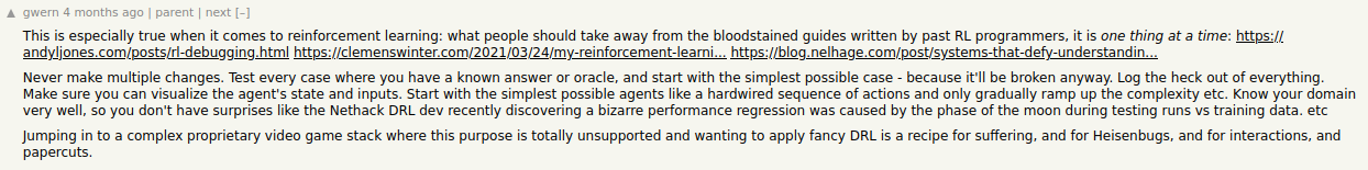 A warning by Hacker News commenter Gwern, that what we were doing was a 'recipe for suffering'. A warning by Hacker News commenter Gwern, that what we were doing was a 'recipe for suffering'.