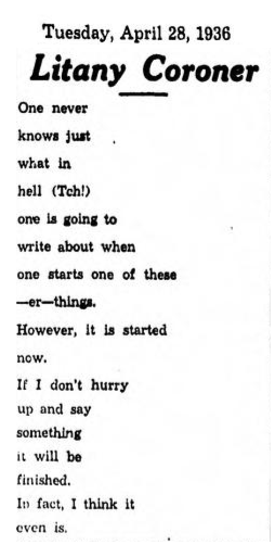 A final poem, from 1936. A final poem, from 1936.