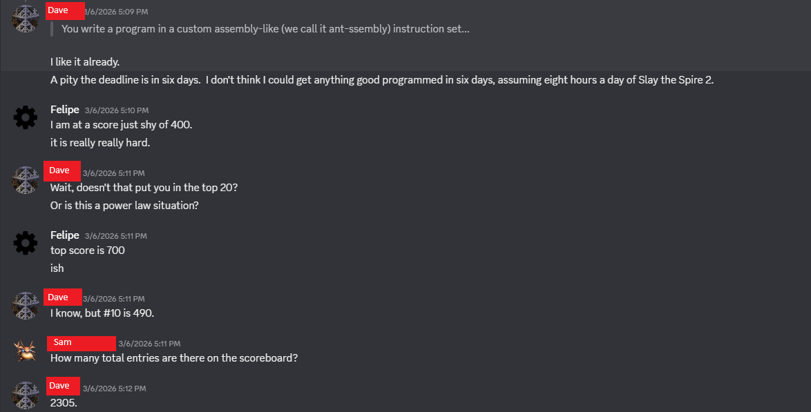 Discord conversation about the SWARM challenge