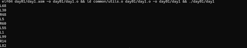 Screenshot of the initial assembly code output Screenshot of the initial assembly code output